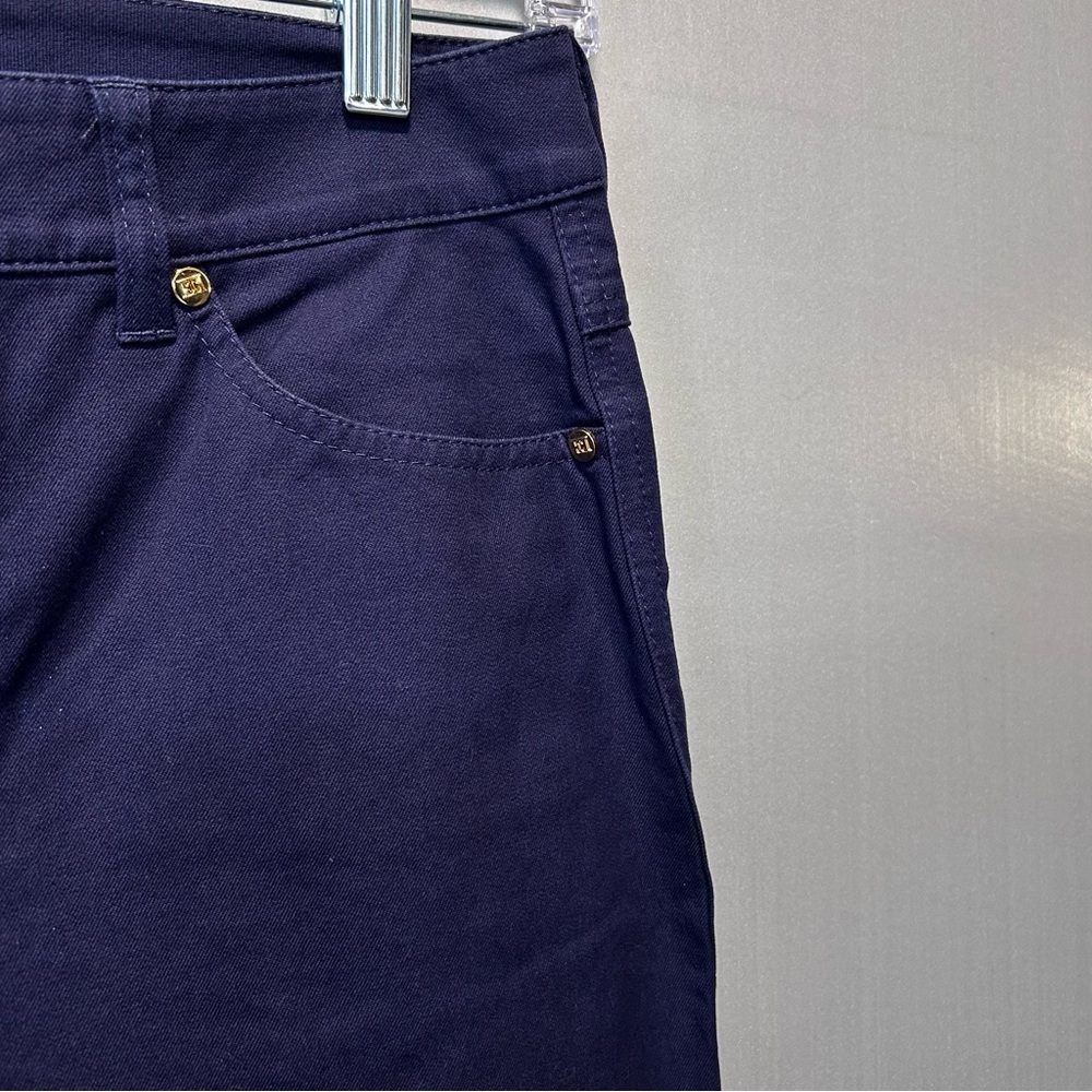 Escada Pants Chino Navy Blue Cotton Blend Straight Leg Women's Sz 36 (US S) - Picture 7 of 12